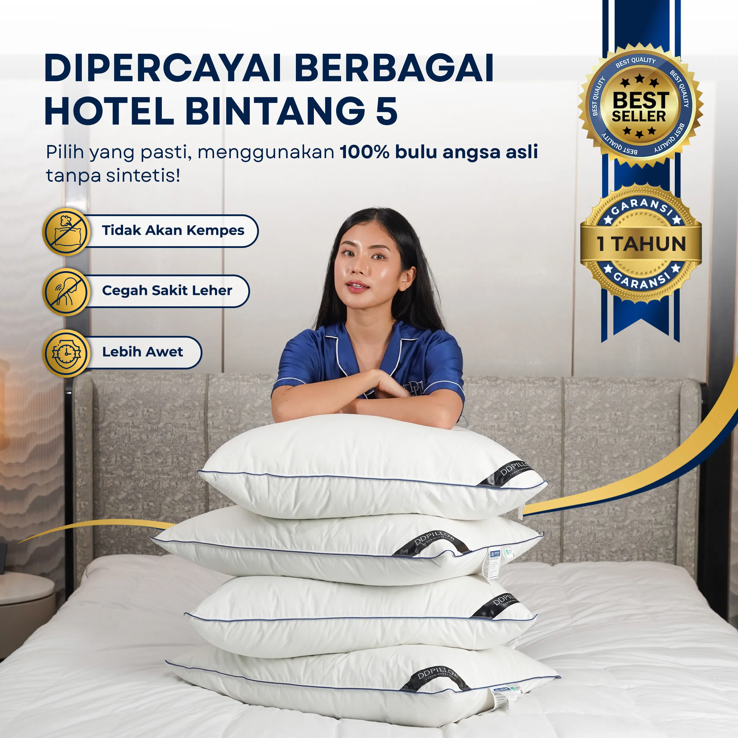 Bantal Bulu Angsa Type Hampton | 50x70 cm 7