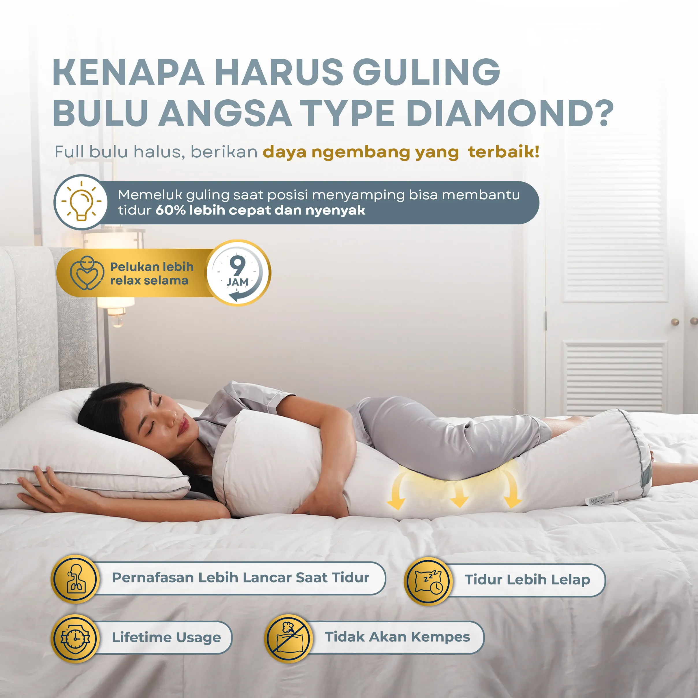 Guling Bulu Angsa Type Diamond 37x92cm | 100% Down 4