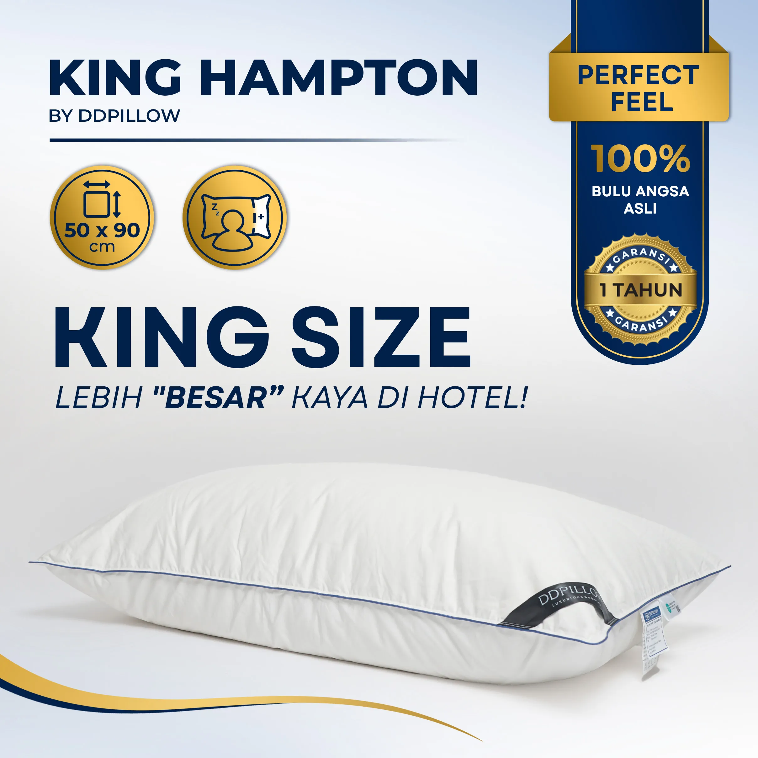 Bantal Bulu Angsa Type King Hampton | 50x90 cm 2