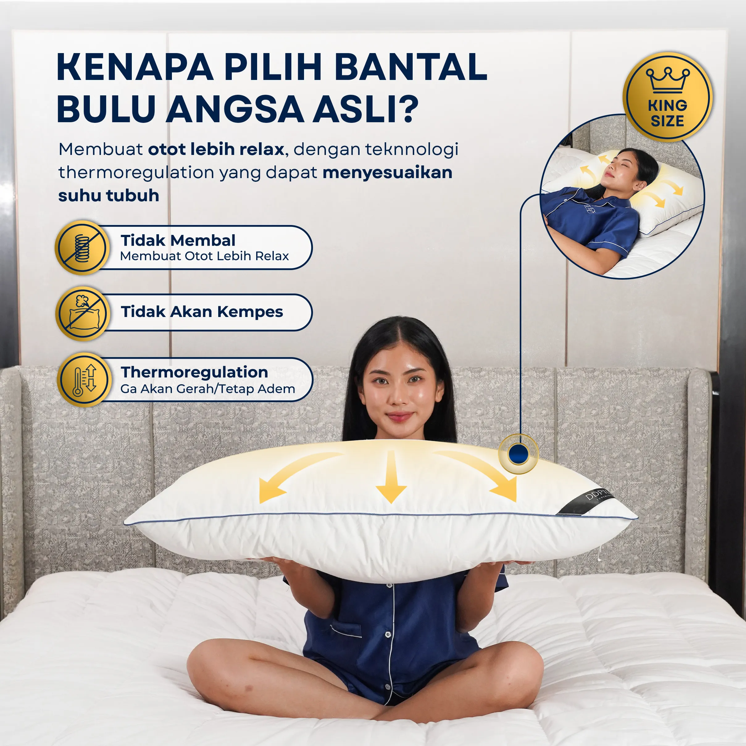 Bantal Bulu Angsa Type King Hampton | 50x90 cm 4