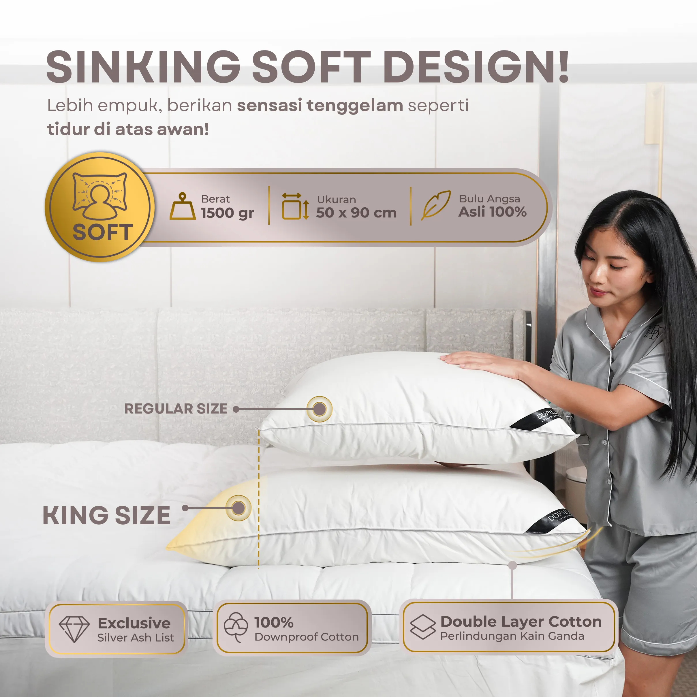 Bantal Bulu Angsa Type King Haven | 50x90 cm 3