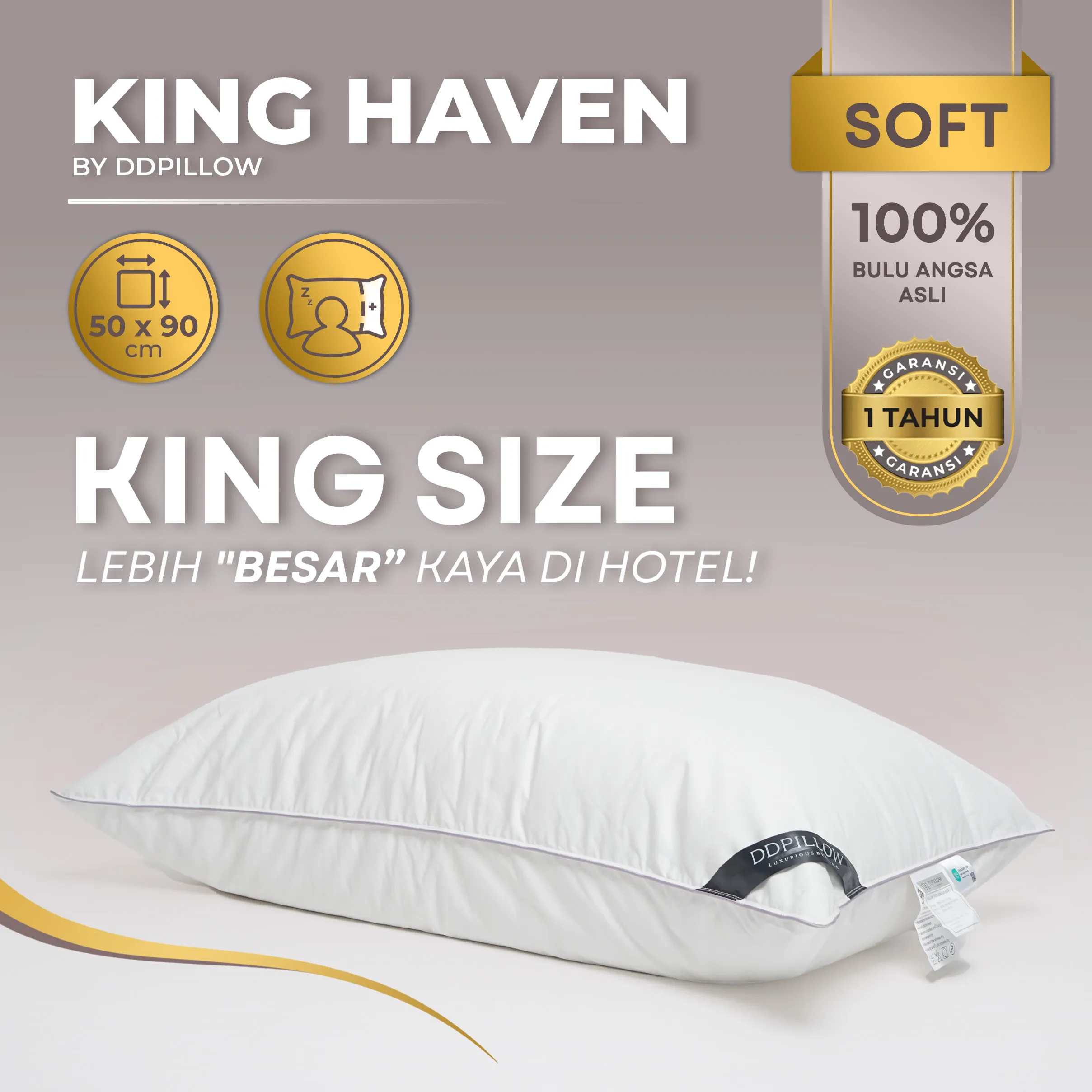 Bantal Bulu Angsa Type King Haven | 50x90 cm 2