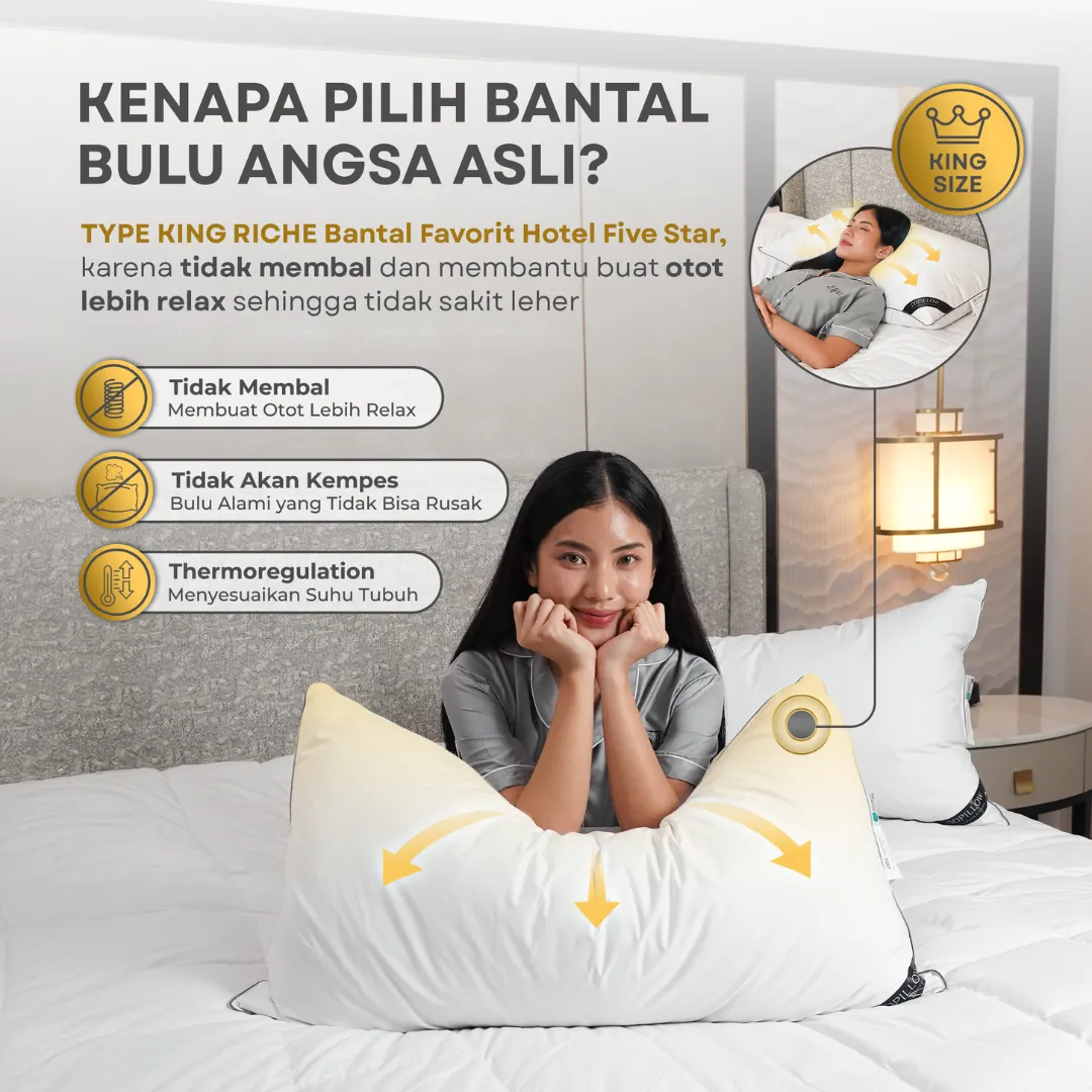 Bantal Bulu Angsa Type King Riche | 50x90 cm 3