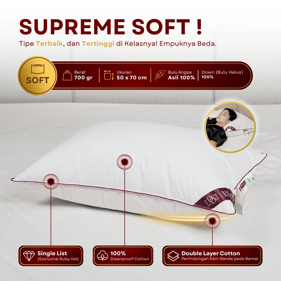 Bantal Bulu Angsa Type Ruby 100% Down | 50x70 cm 3