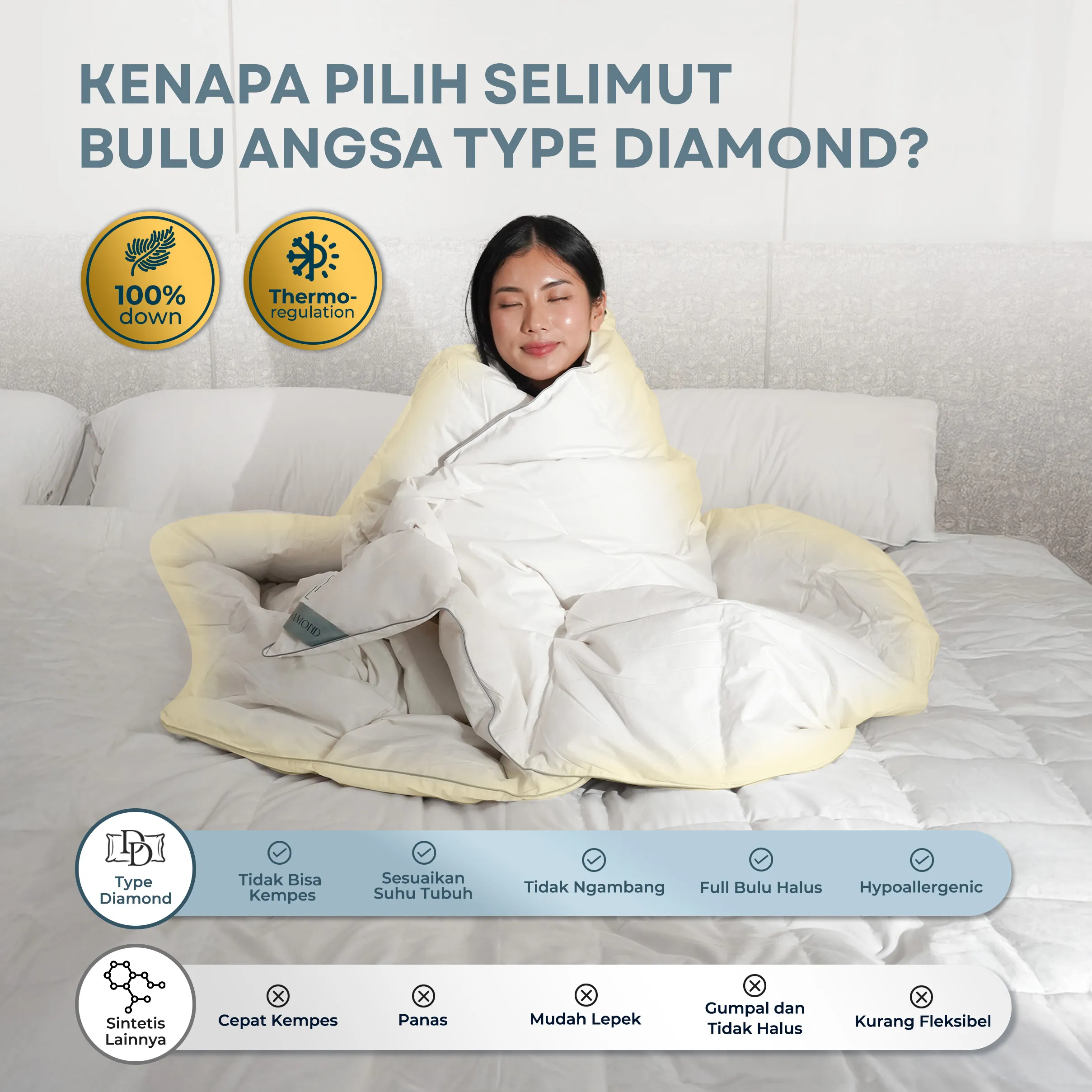 Selimut / Duvet Bulu Angsa Type Diamond | 100% Down 5