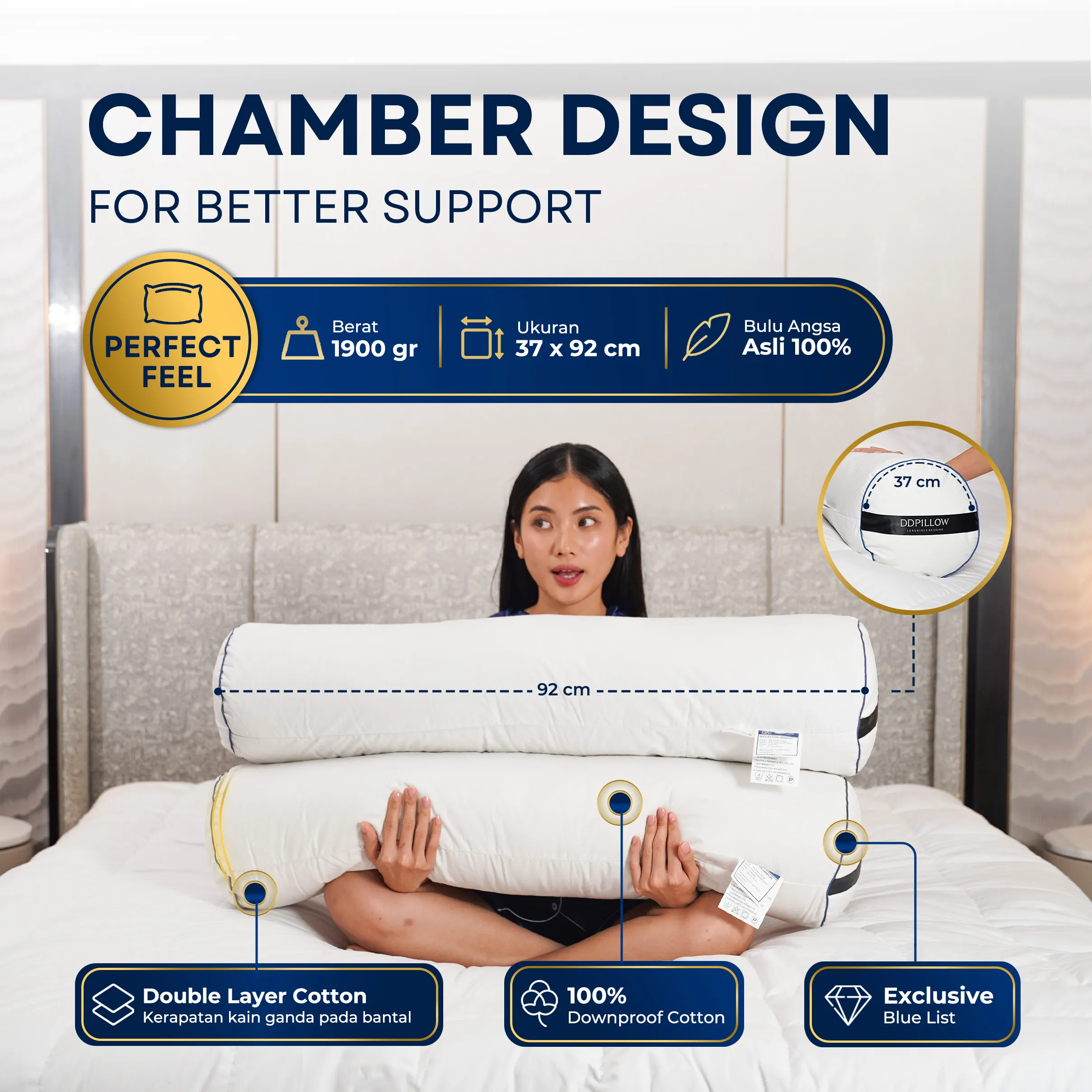 Guling Bulu Angsa Type Hampton 37x92 cm 3