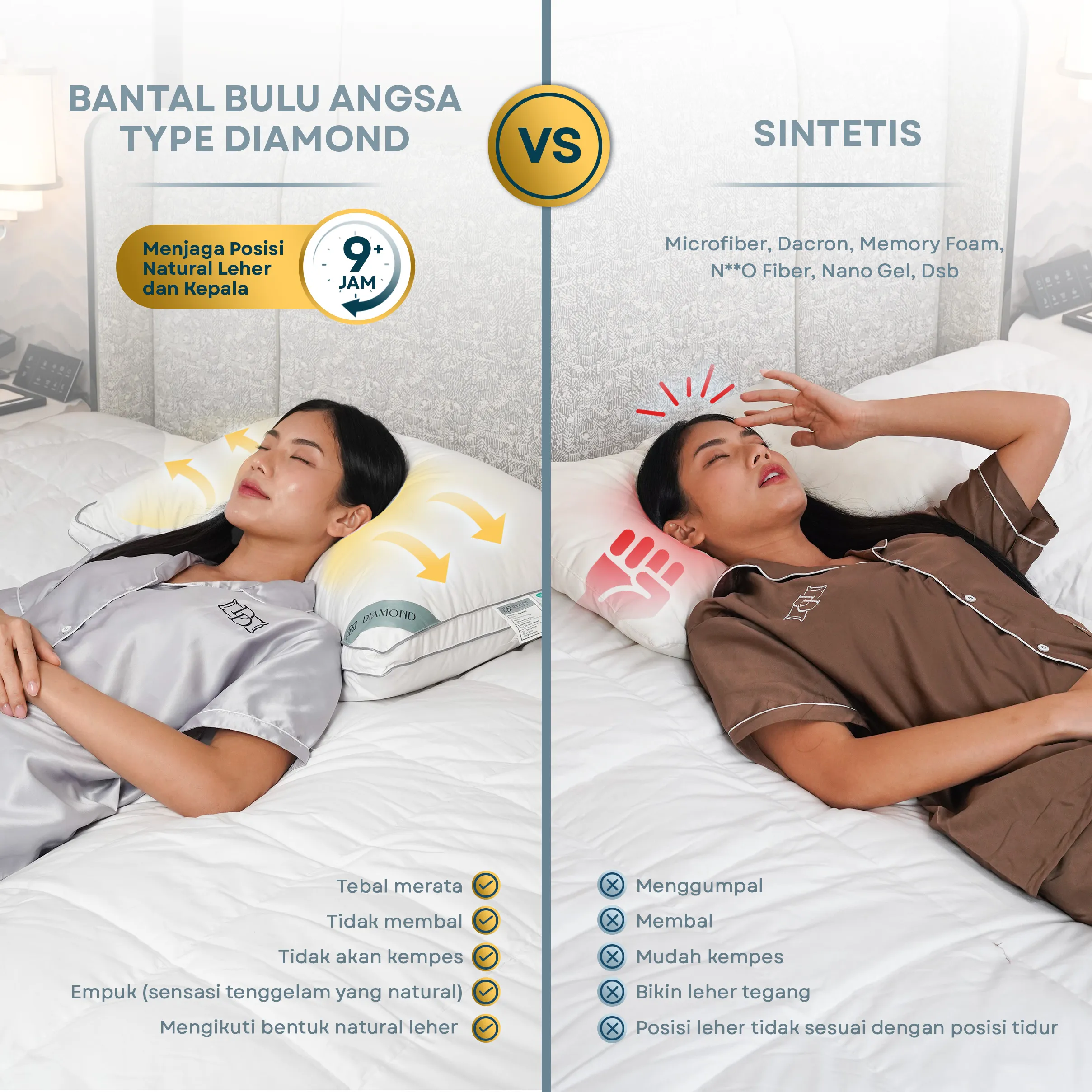 Bantal Bulu Angsa Type Diamond 100% Down | 50x70 cm 7