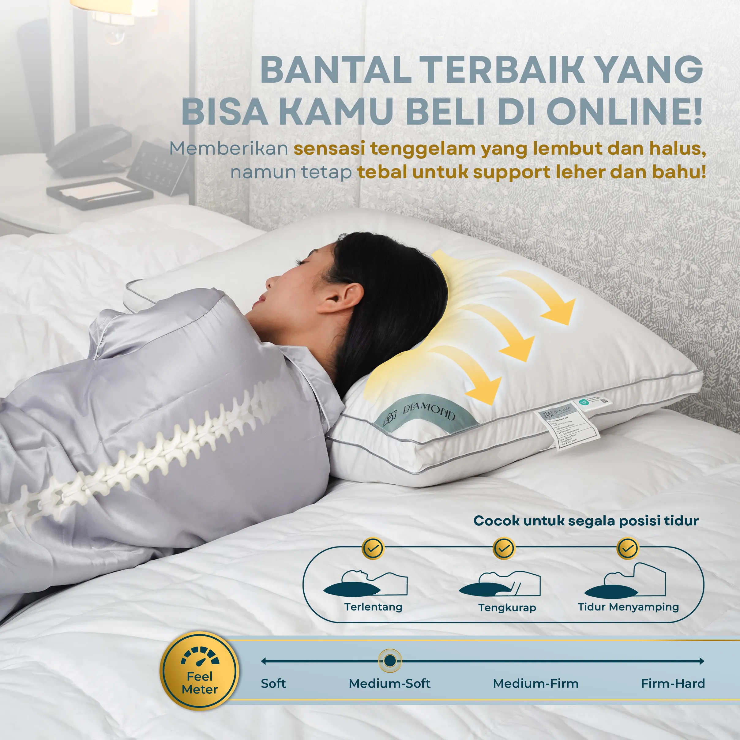 Bantal Bulu Angsa Type Diamond 100% Down | 50x70 cm 5
