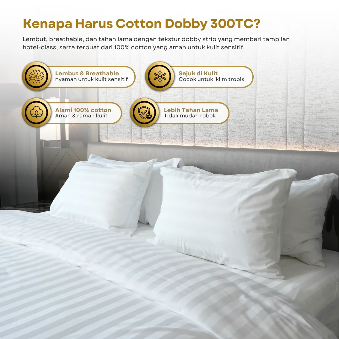 Sprei Hotel / Hotel Bedsheet Stripe | 100% Cotton Dobby 300TC 6