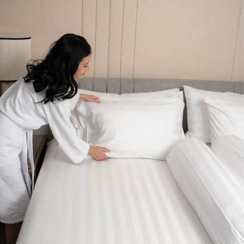 Sprei Hotel / Hotel Bedsheet Stripe | 100% Cotton Dobby 300TC