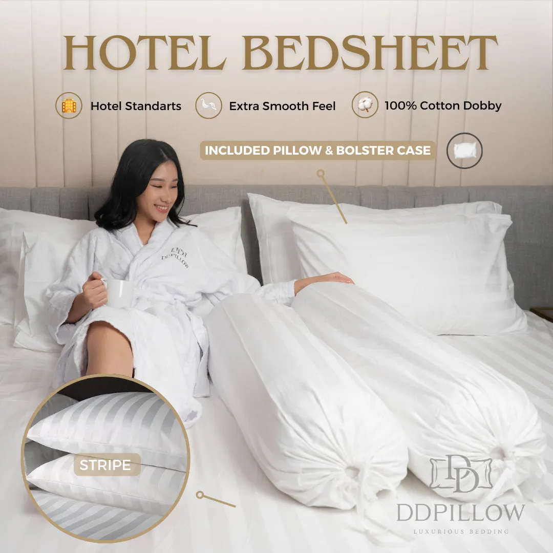 Sprei Hotel / Hotel Bedsheet Stripe | 100% Cotton Dobby 300TC 3