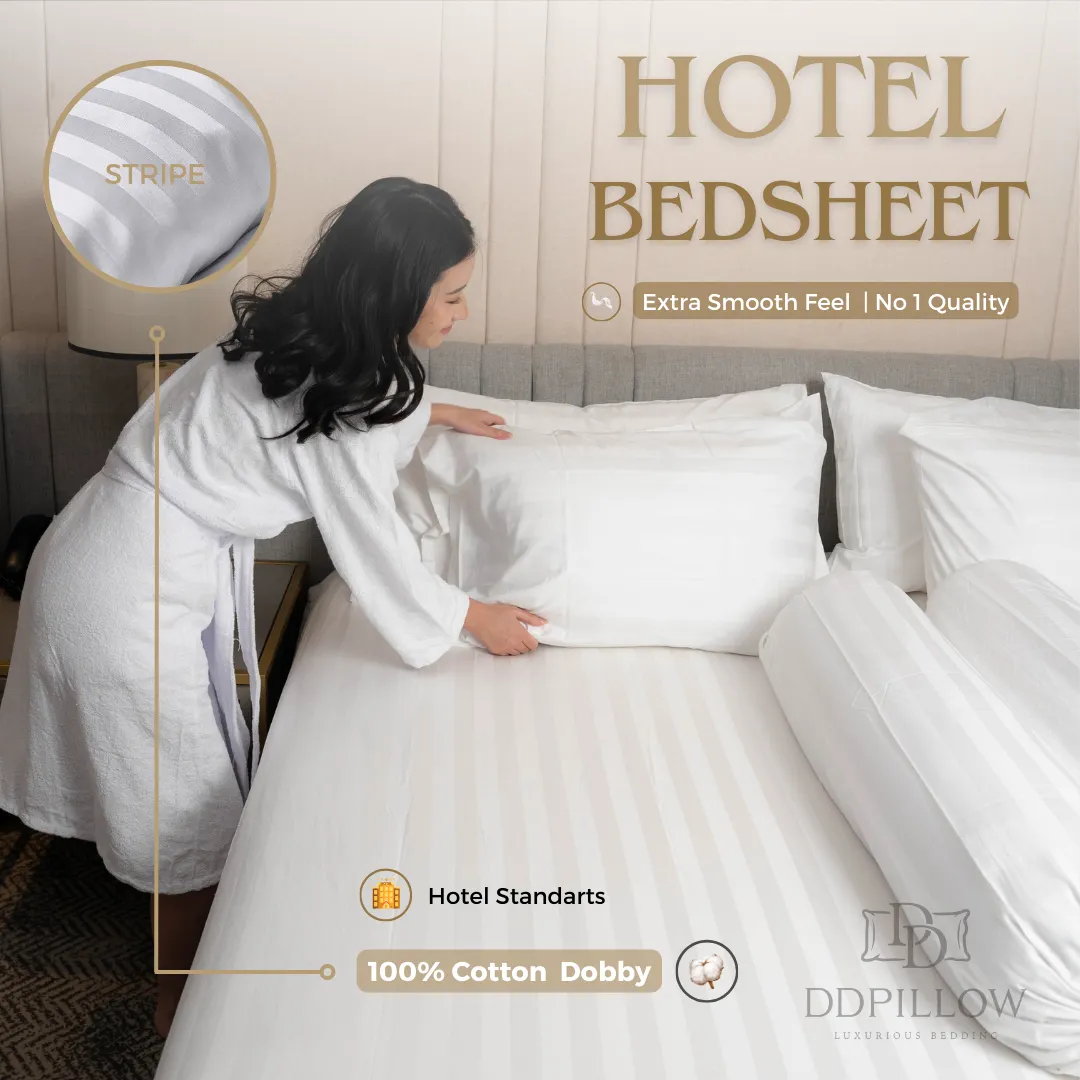 Sprei Hotel / Hotel Bedsheet Stripe | 100% Cotton Dobby 300TC 2