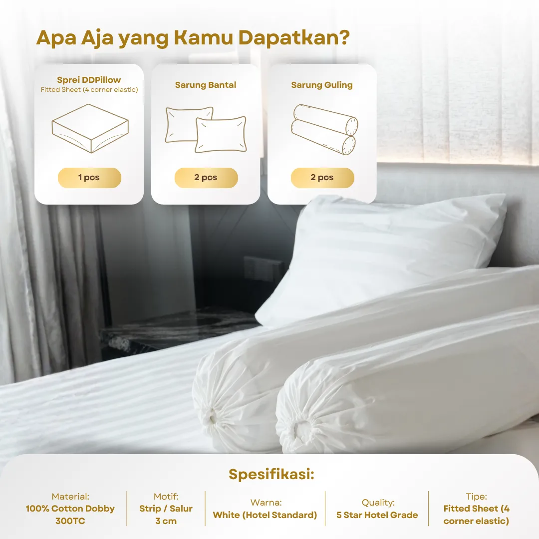 Sprei Hotel / Hotel Bedsheet Stripe | 100% Cotton Dobby 300TC 9