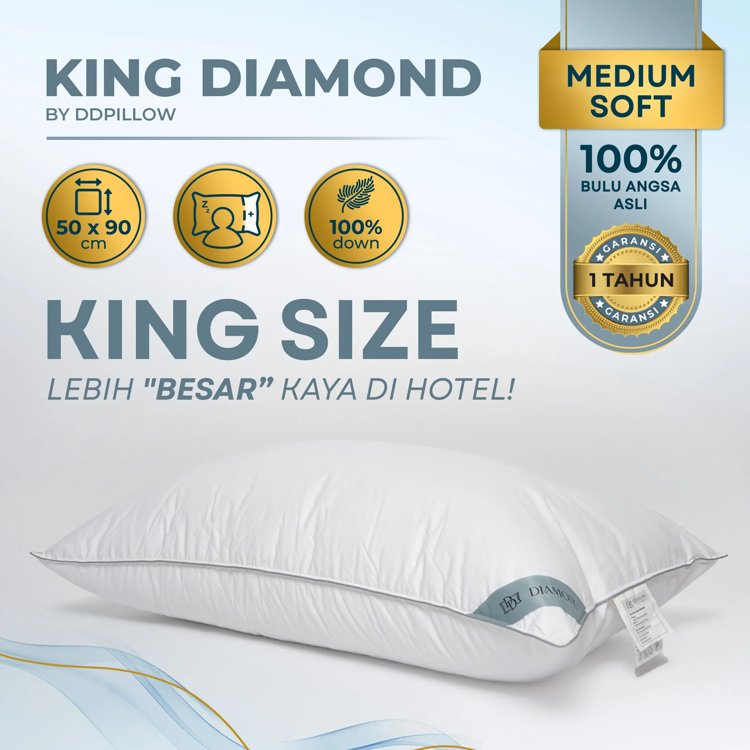 Bantal Bulu Angsa Type King Diamond 100% Down | 50x90 cm 2
