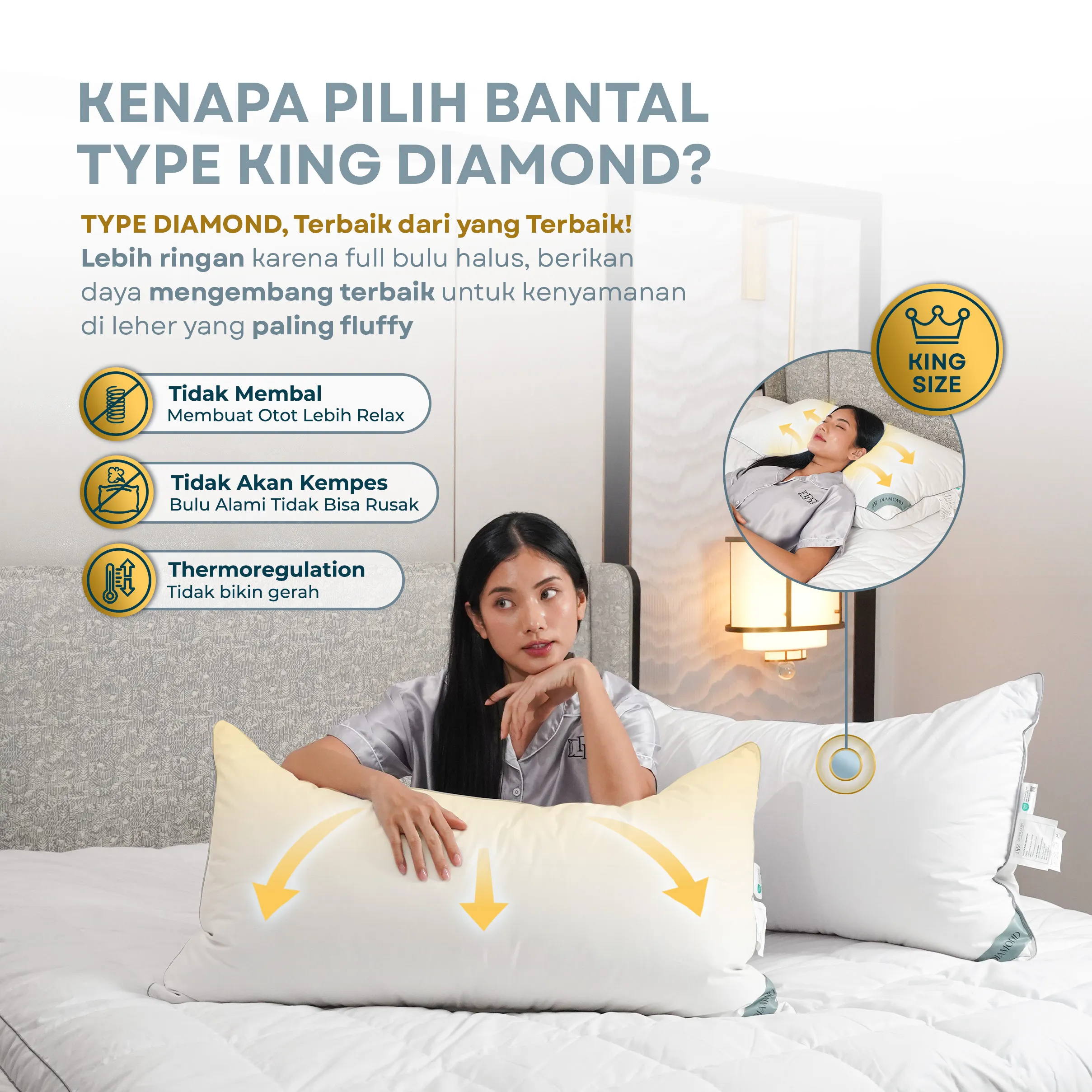 Bantal Bulu Angsa Type King Diamond 100% Down | 50x90 cm 5