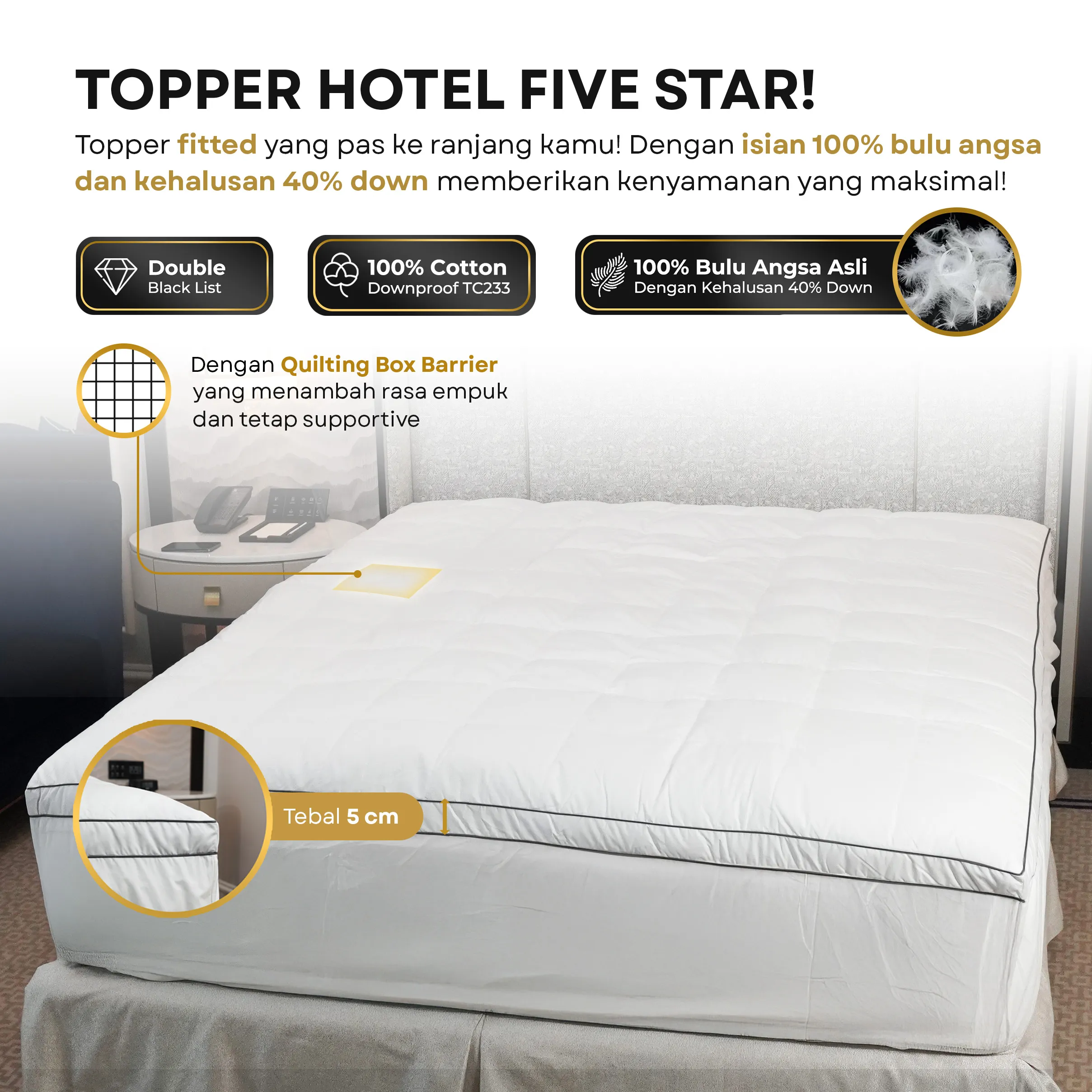 Mattress Topper Bulu Angsa Type Deluxe | 40% Down 2