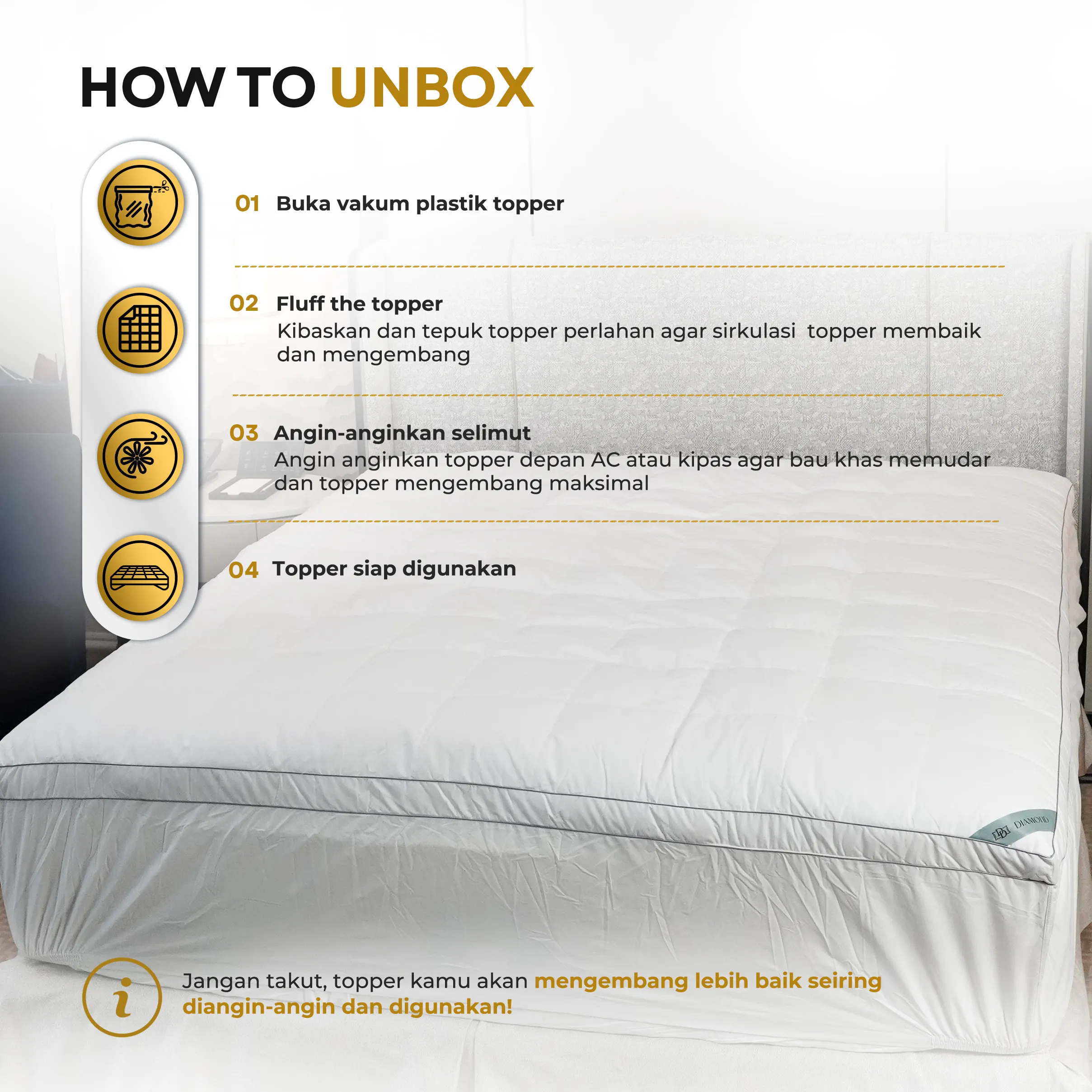 Mattress Topper Bulu Angsa Type Diamond | 100% Down 10