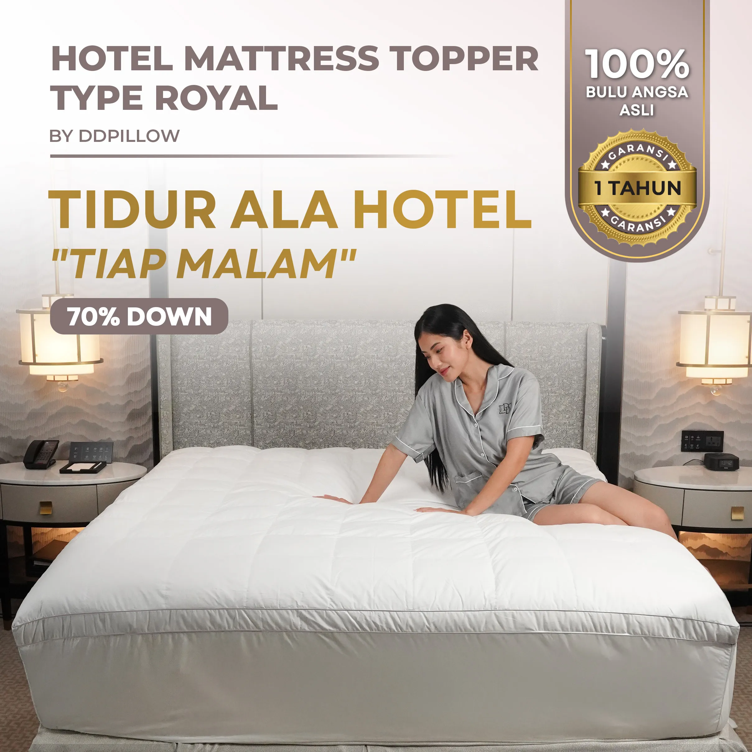 Mattress Topper Bulu Angsa Asli Type Silver | 70% Down