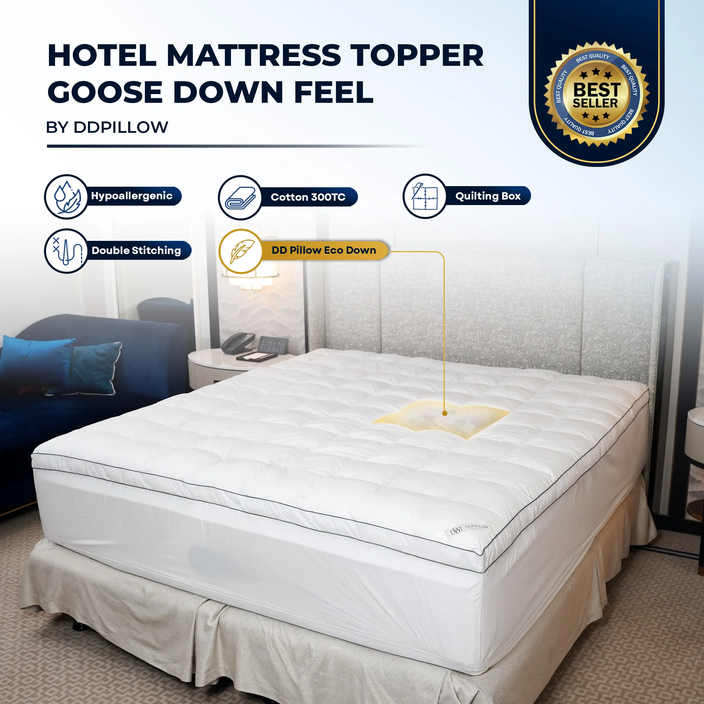 Mattress Topper Goose Down Feel Eco Down (Synthetic)  3