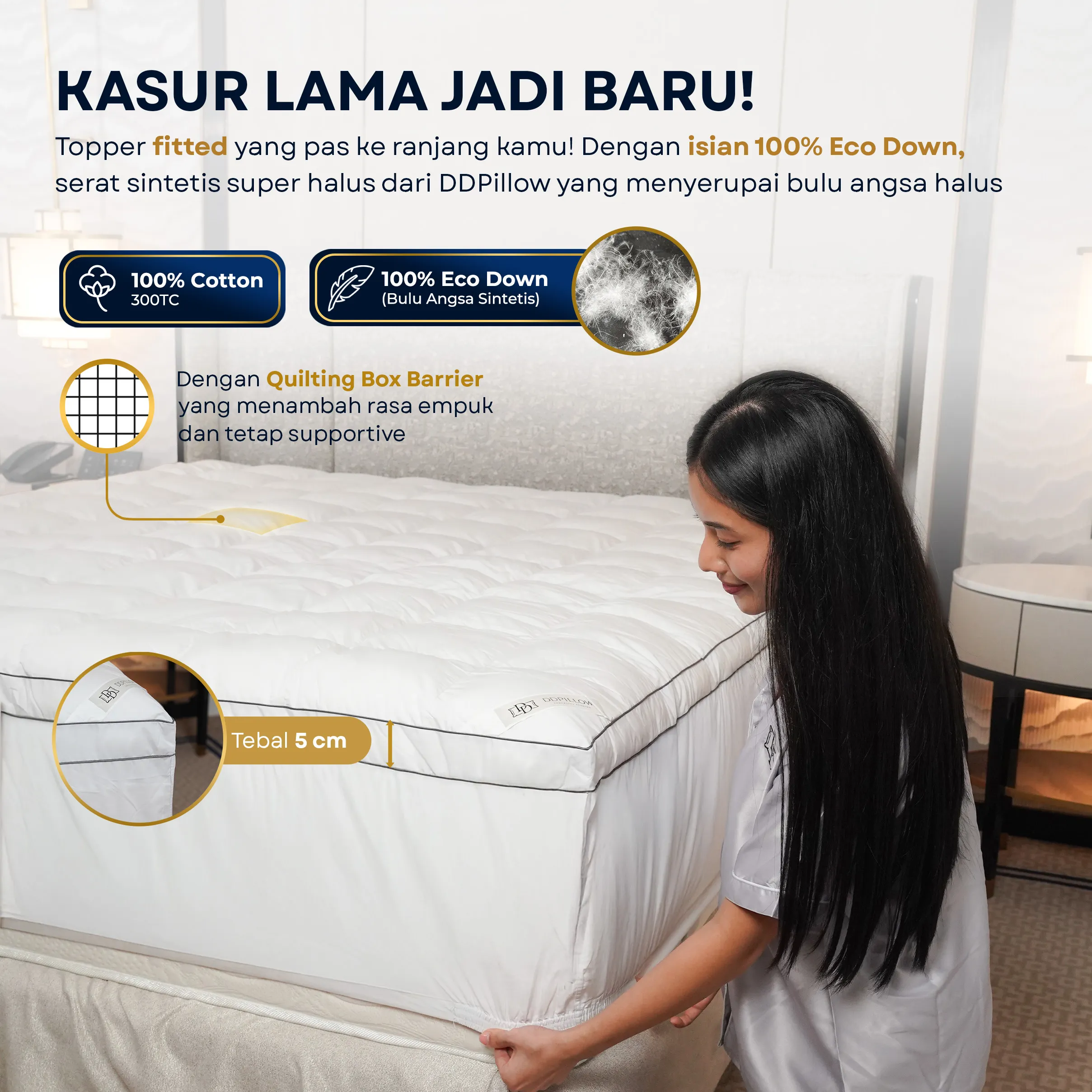 Mattress Topper Goose Down Feel Eco Down (Synthetic)  2
