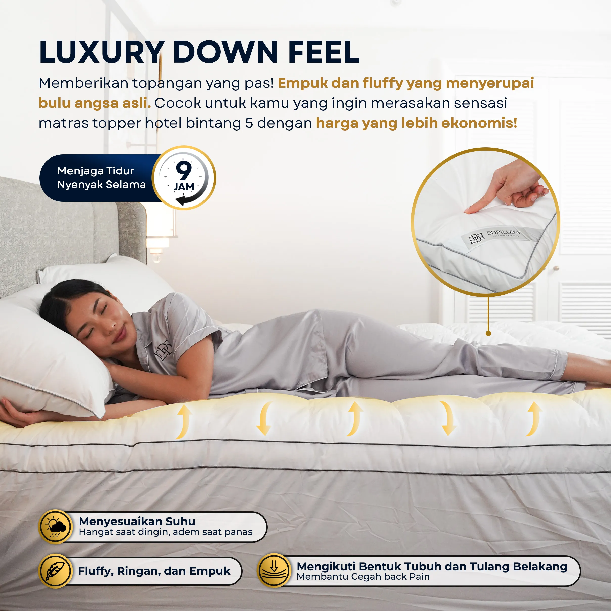 Mattress Topper Goose Down Feel Eco Down (Synthetic)  4
