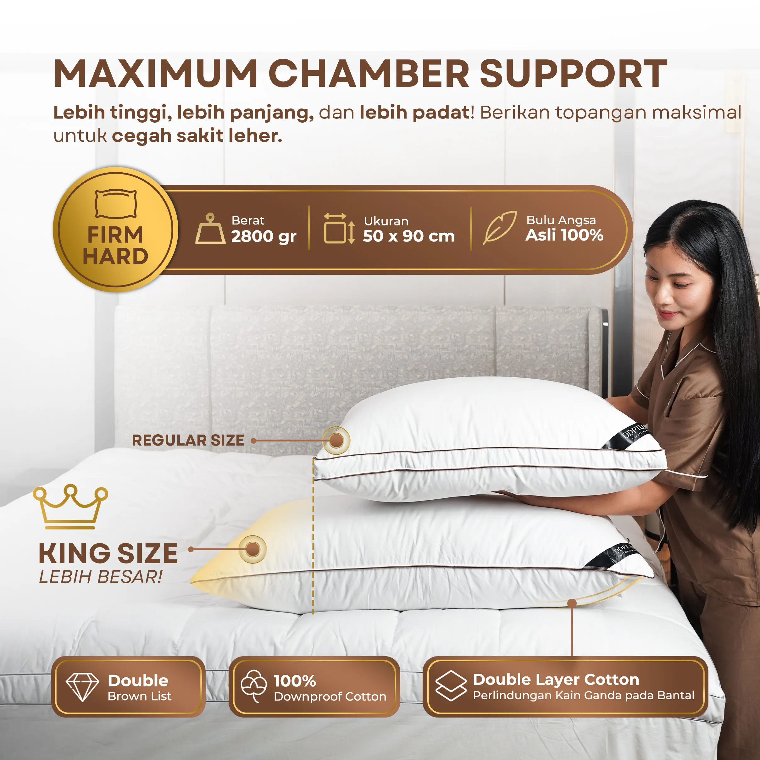 Bantal Bulu Angsa Type King Grand | 50x90 cm 3