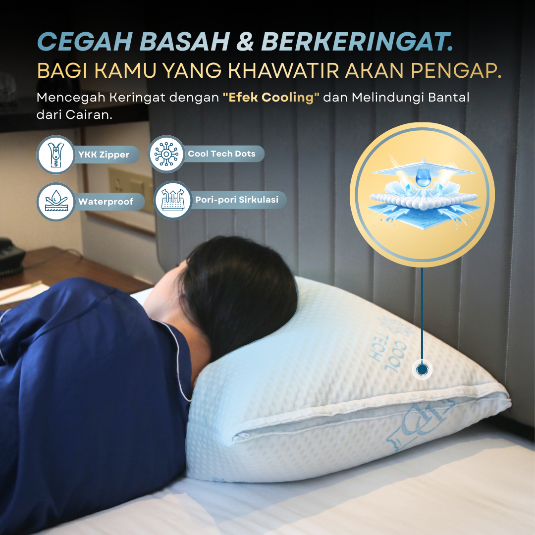 Pelindung Bantal Dingin Anti Air / Cooling Waterproof Pillow & Bolster Protector | Cool Tech 4