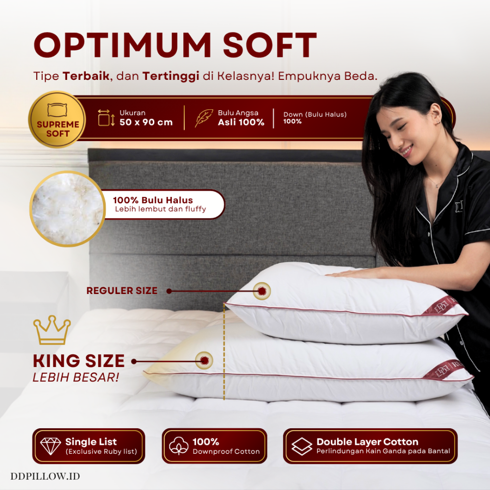Bantal Bulu Angsa Type King Ruby 100% Down | 50x90 cm 3