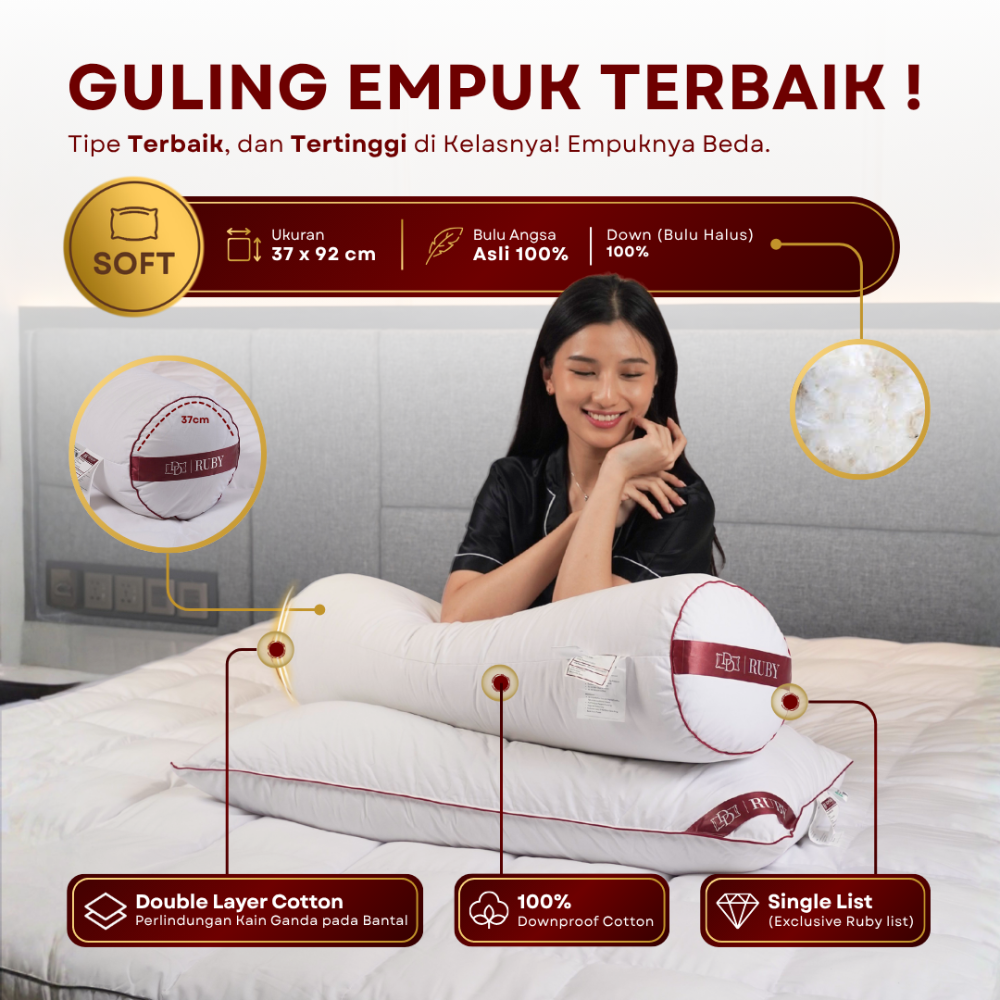 Guling Bulu Angsa Type Ruby 37x92cm | 100% Down 3