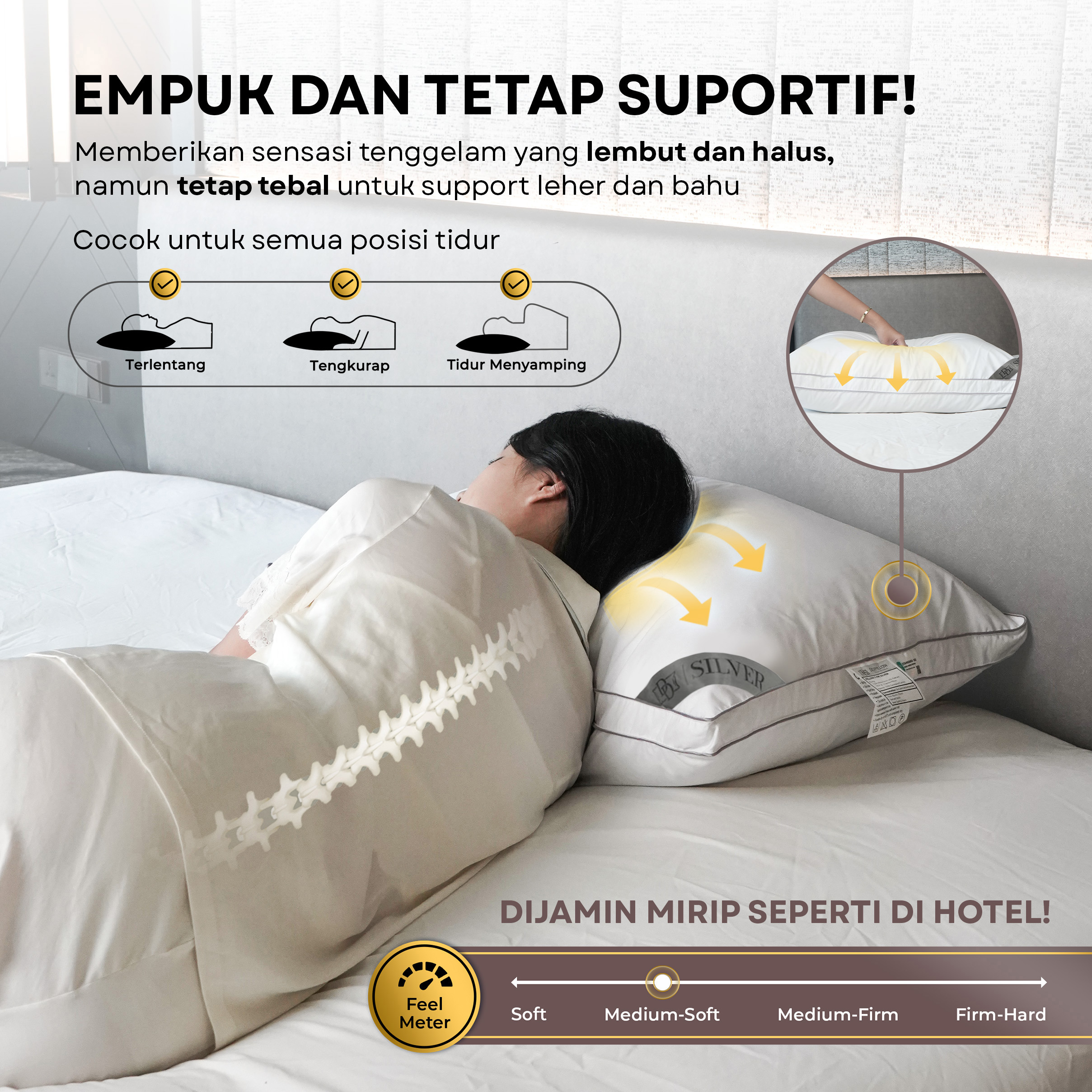 Bantal Bulu Angsa Type Silver | 50x70 cm 3