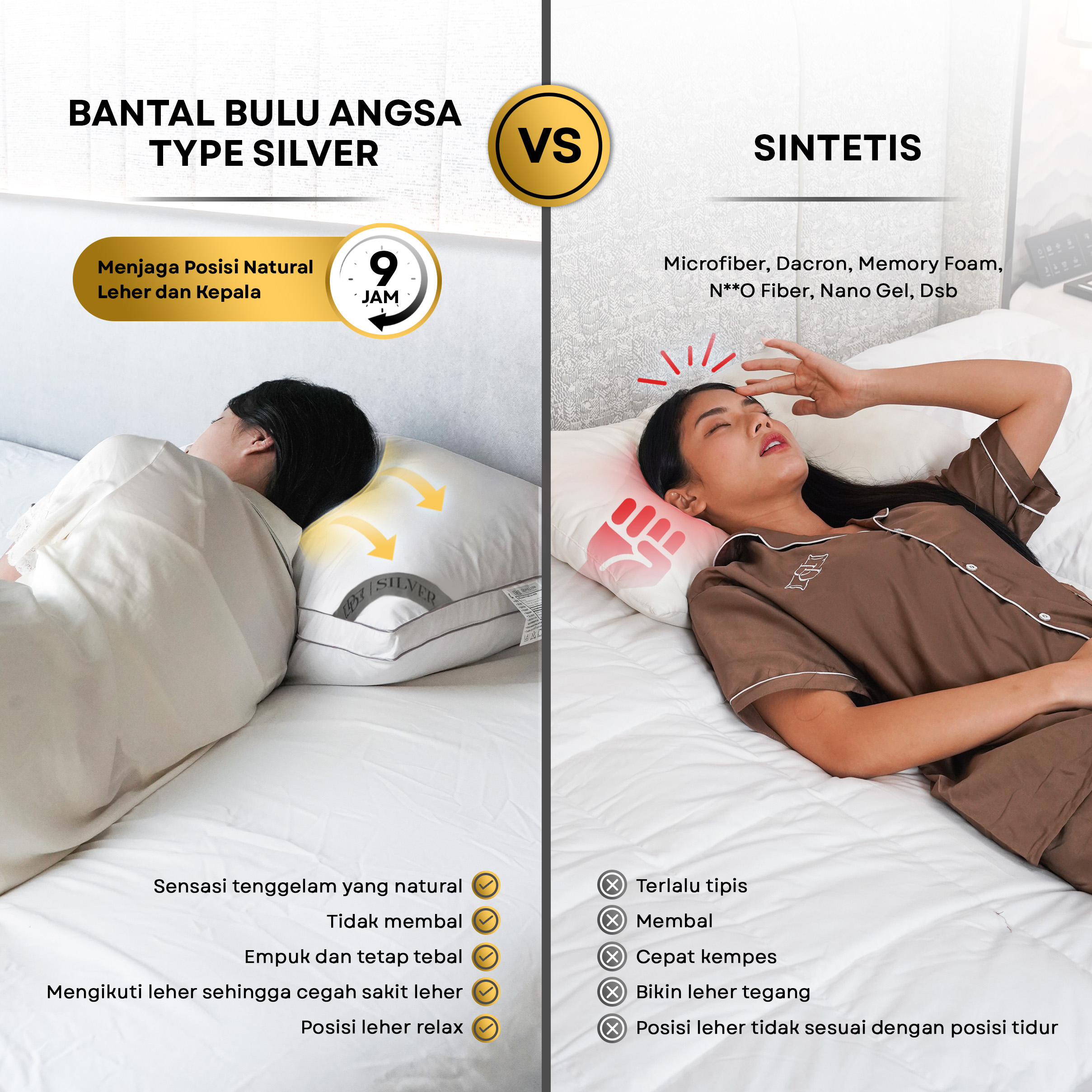 Bantal Bulu Angsa Type Silver | 50x70 cm 6