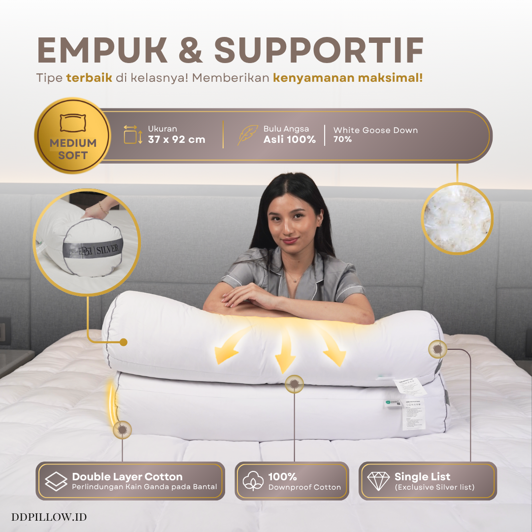 Guling Bulu Angsa Type SIlver 37x92 cm 2