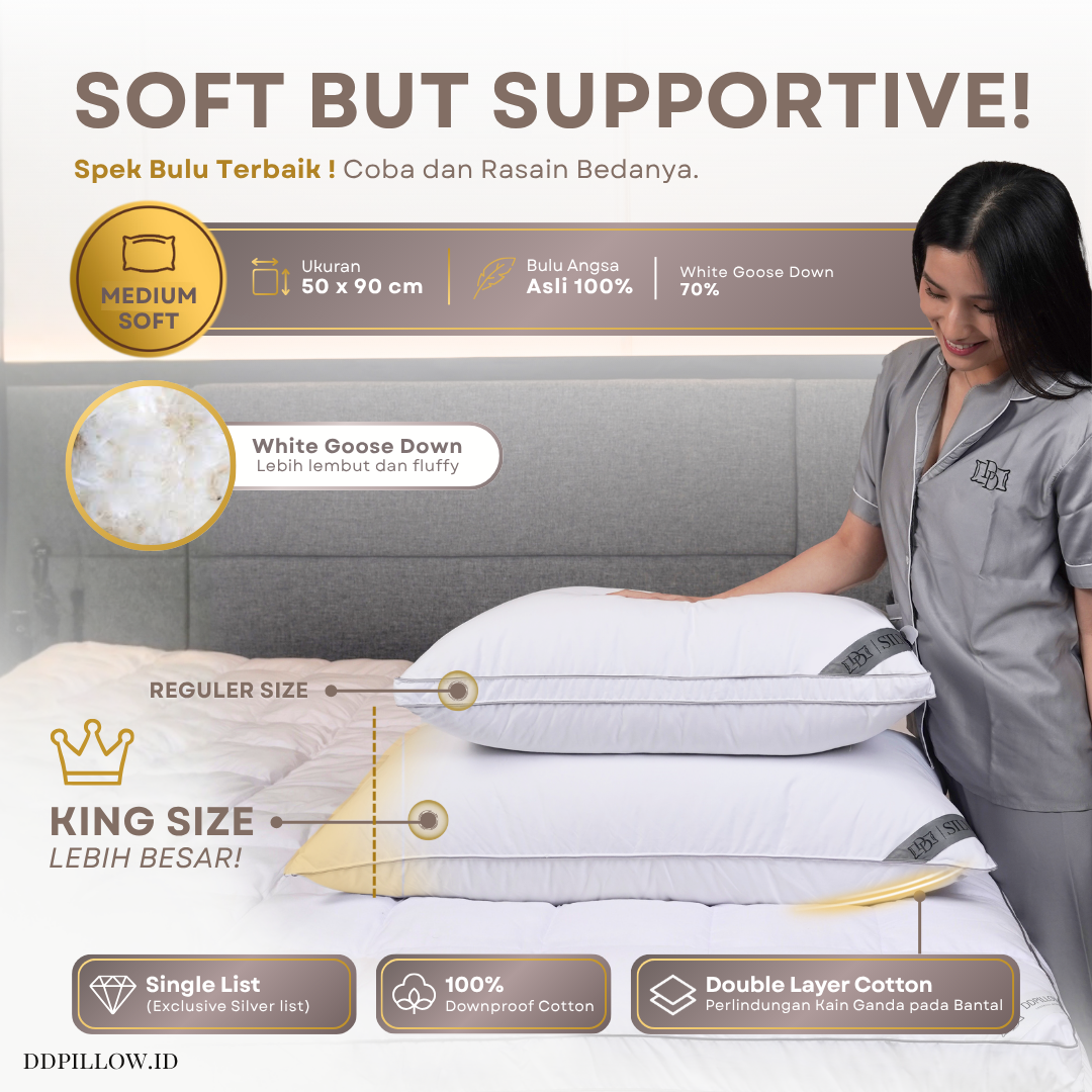 Bantal Bulu Angsa Type King Silver | 50x90 cm 2