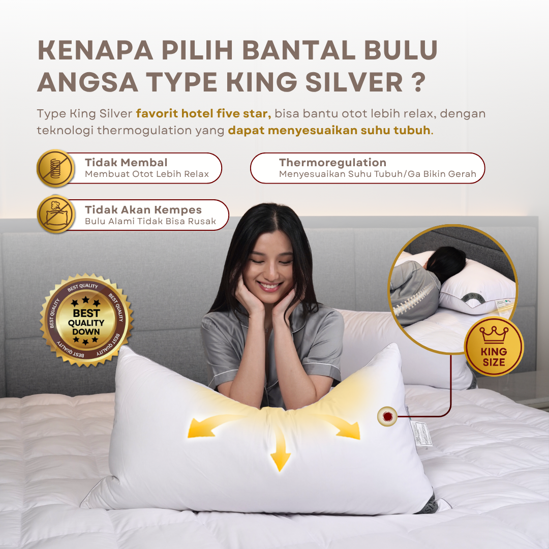 Bantal Bulu Angsa Type King Silver | 50x90 cm 5