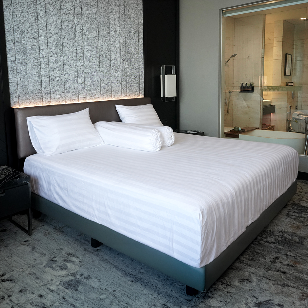 Sprei Hotel / Hotel Bedsheet Stripe | 100% Cotton Dobby 300TC